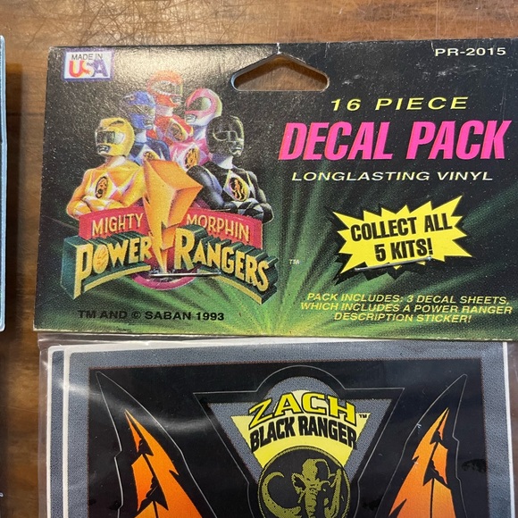 Vintage 1993 Mighty Morphin Power Rangers Vinyl Decal Stickers, NWT - Picture 3 of 4